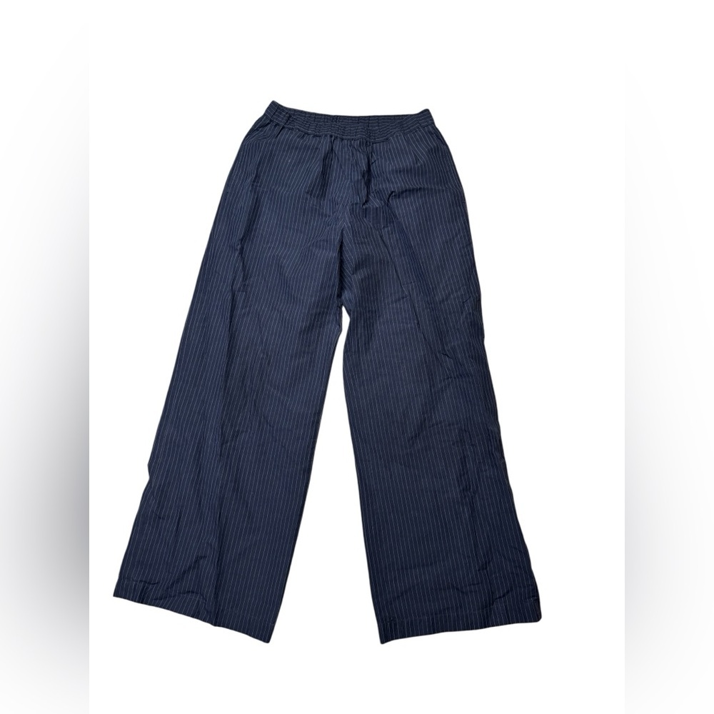 💙 Aspesi Pinstripe Linen Blend Trousers – Navy Blue (Size 40 / US‎ 4) 🤍✨